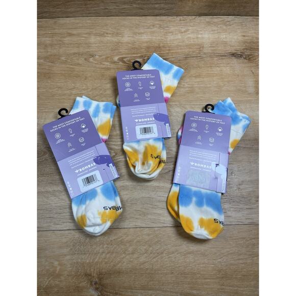 New 3 Pairs Bombas Quarter Socks Multi Color Tie Dye Lightweight Medium - Picture 4 of 4